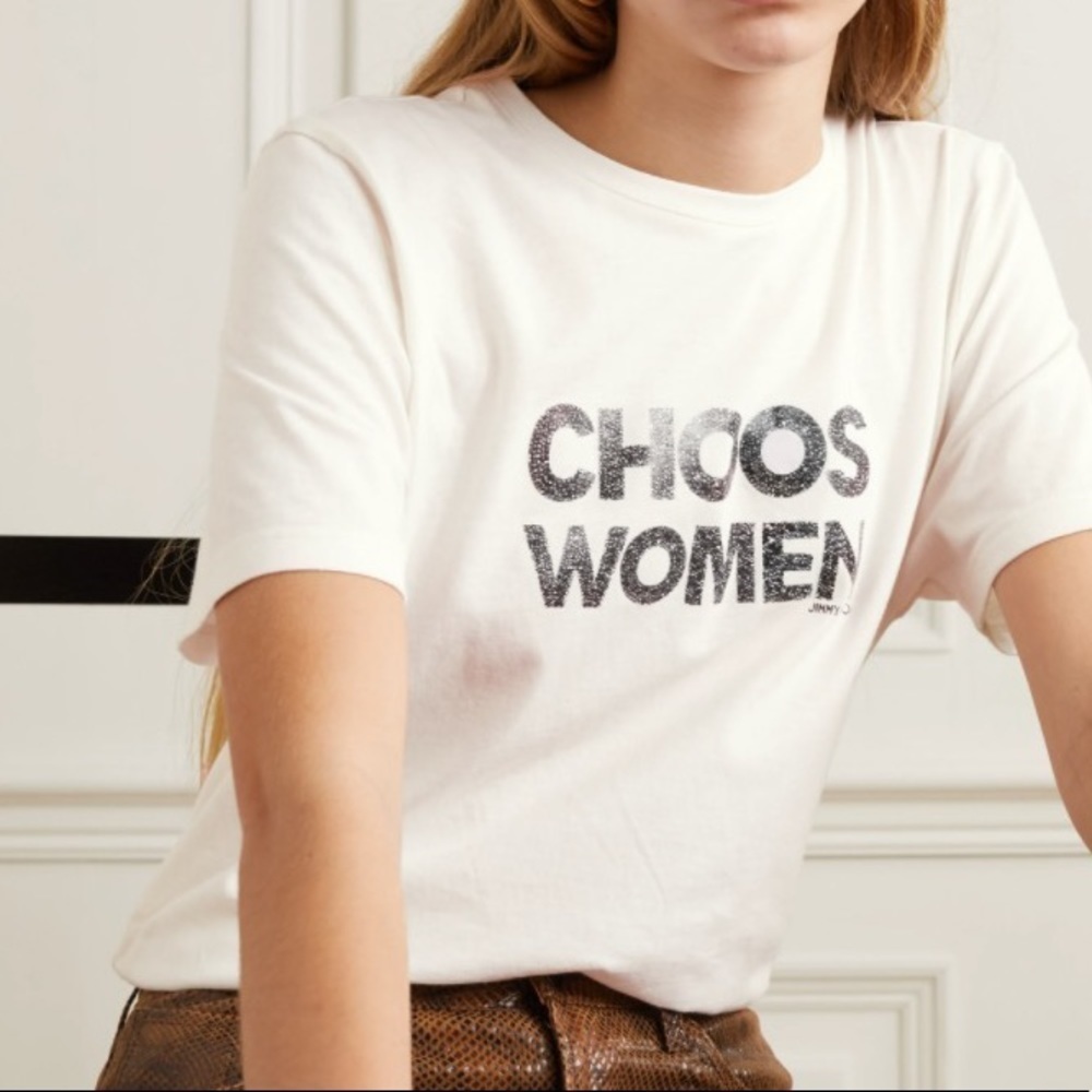 JIMMY CHOO Printed Organic Cotton-jersey T-shirt